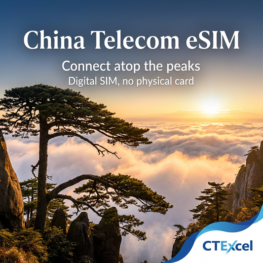 CTExcel eSIM by China Telecom: Virtual SIM Solution for Seamless Roaming, Support TikTok ChatGPT no need VPN, China mainland, HK, Macau